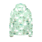 White swan lake pattern Kids' Boys' Girls' Padded Hooded Jacket