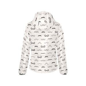 Mustache Beard Pattern Print Design 05 Women's Padded Hooded Jacket