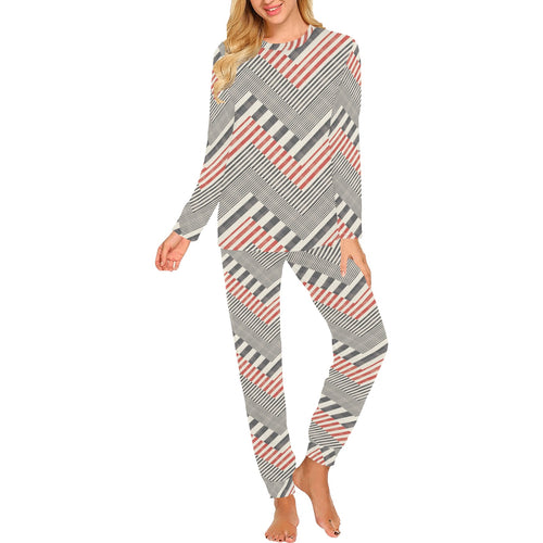 zigzag chevron striped pattern Women's All Over Print Pajama Set