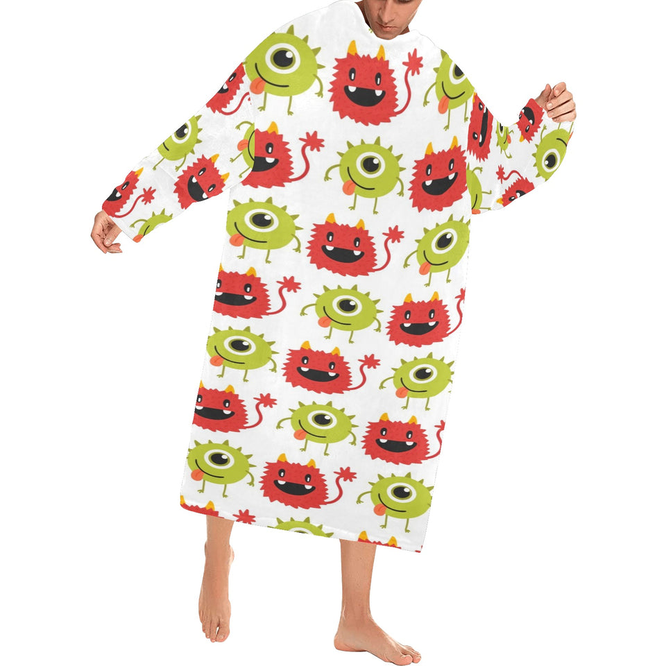 Alien Pattern Print Design 05 Blanket Robe with Sleeves