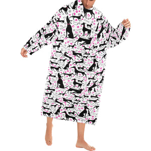 Greyhound Pattern Print Design 02 Blanket Robe with Sleeves