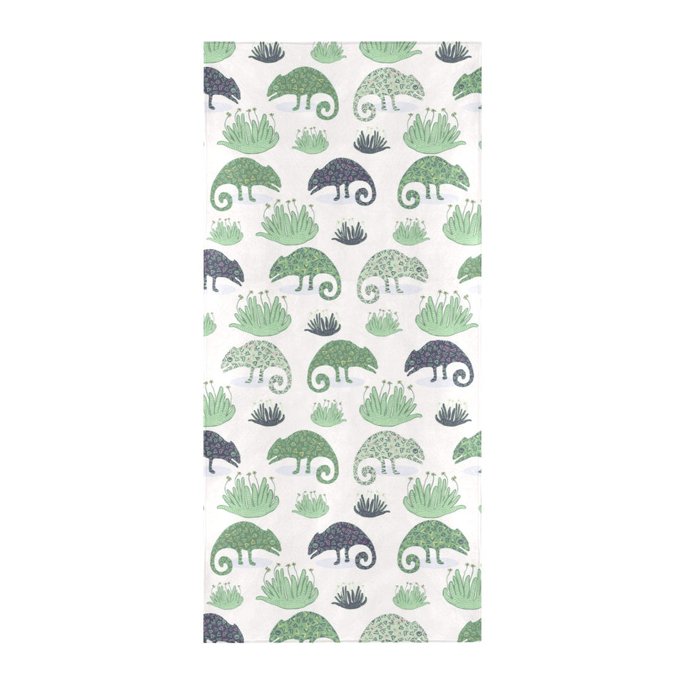 Chameleon lizard succulent plant pattern Beach Towel