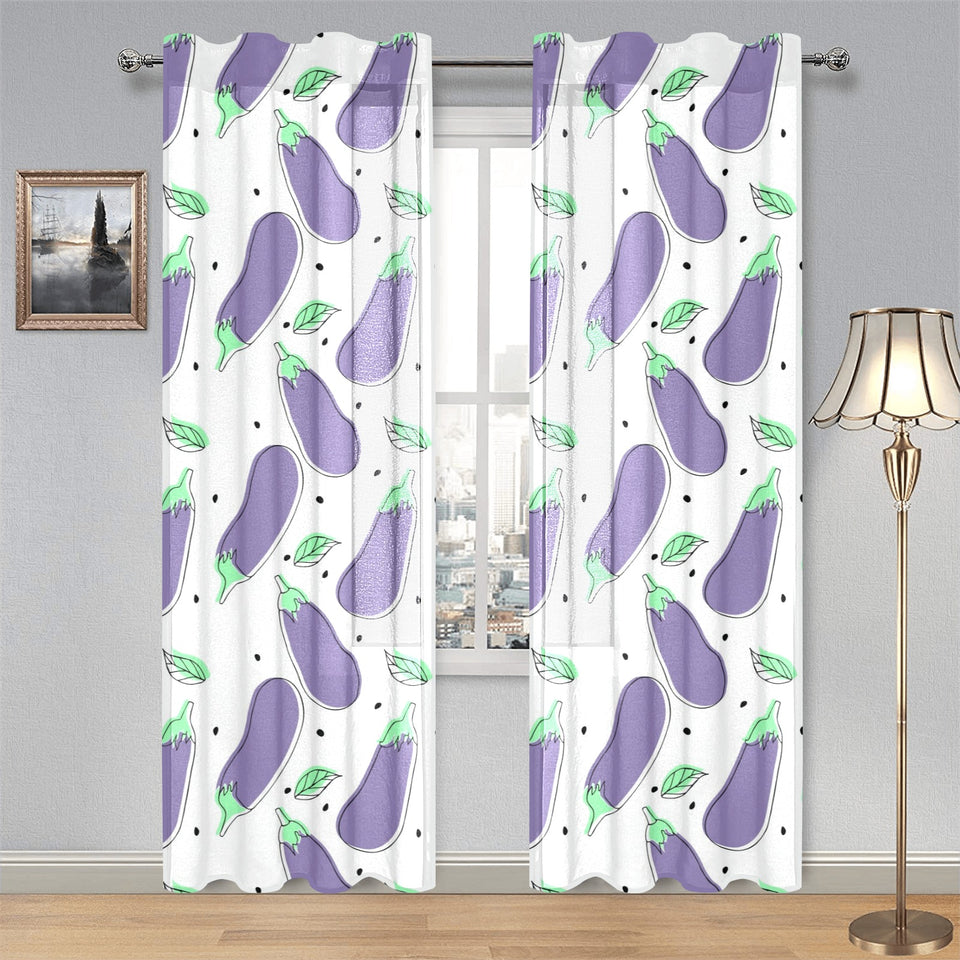 Eggplant Pattern Print Design 05 Gauze Curtain