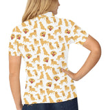Golden Retriever Pattern Print Design 05 Women's All Over Print Polo Shirt