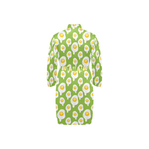 Fried Eggs Pattern Print Design 01 Men's Long Sleeve Belted Night Robe