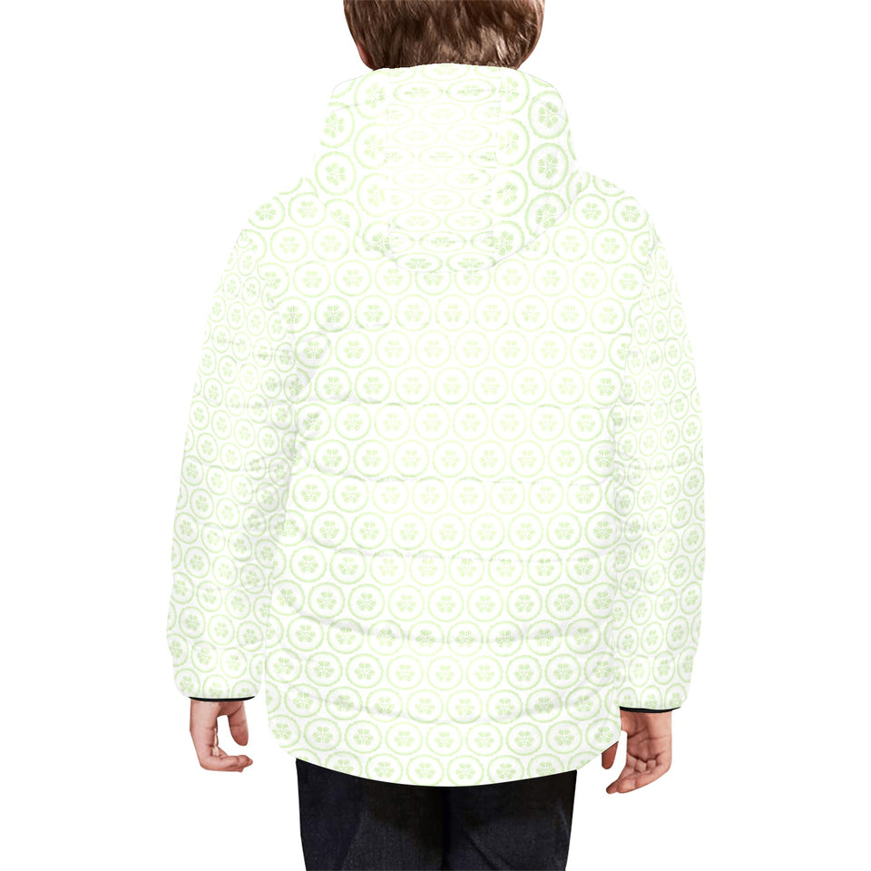 Cucumber pattern background Kids' Boys' Girls' Padded Hooded Jacket