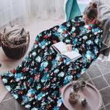 Skull flower roses leave pattern Blanket Robe with Sleeves