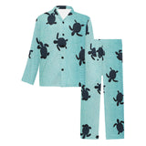 Sea turtle with blue ocean backgroud Men's Long Pajama Set