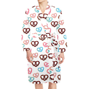 Pretzels Pattern Print Design 04 Men's Long Sleeve Belted Night Robe