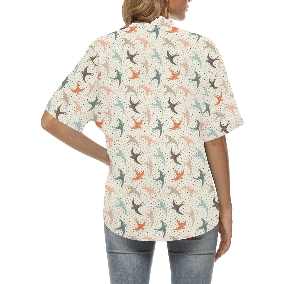 Swallow Pattern Print Design 02 Women's All Over Print Hawaiian Shirt