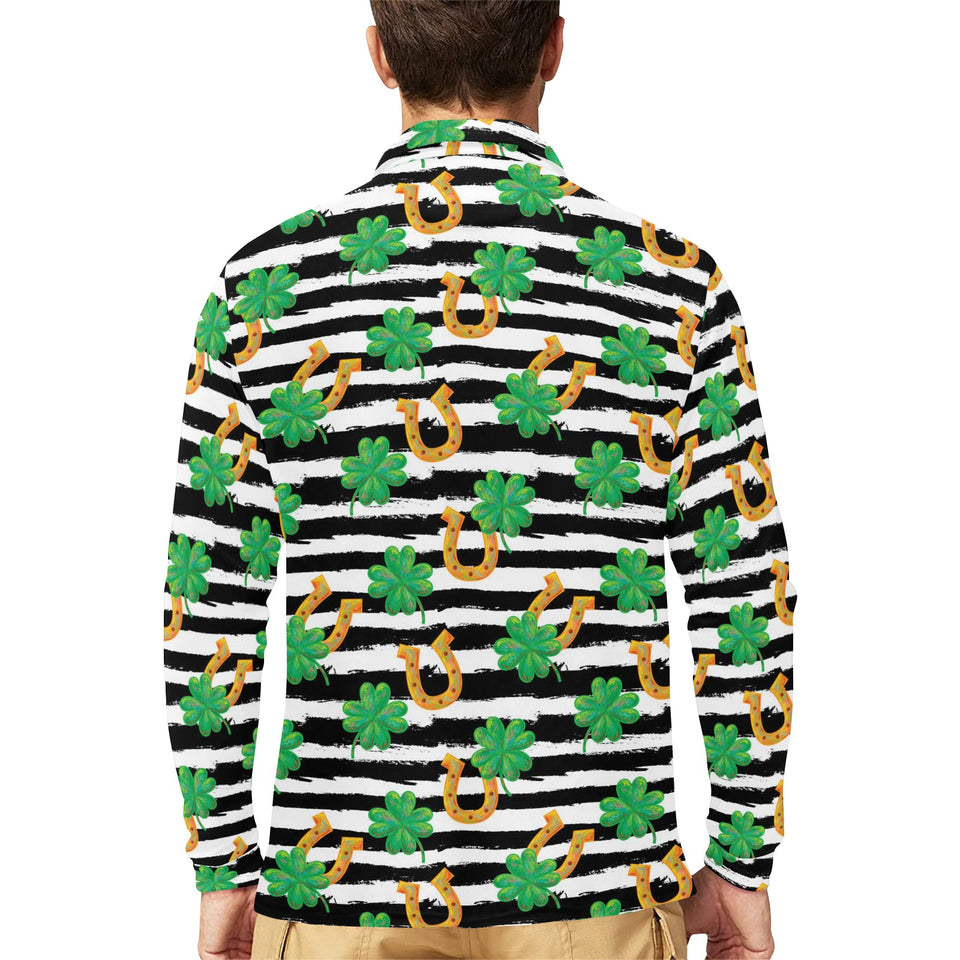 Horseshoes Pattern Print Design 01 Men's Long Sleeve Polo Shirt