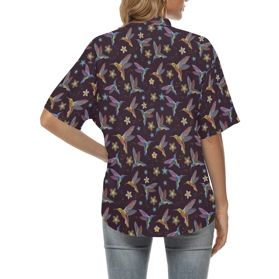 Hummingbird Pattern Print Design 04 Women's All Over Print Hawaiian Shirt