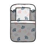 Black Gray Cream coral ginkgo leaves pattern Car Seat Back Organizer