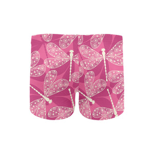Beautiful dragonfly pink background Men's Swimming Trunks