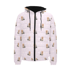 Yorkshire Terrier Pattern Print Design 02 Men's Padded Hooded Jacket