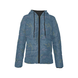 Swordfish Pattern Print Design 02 Women's Padded Hooded Jacket