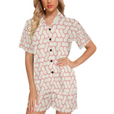 peanuts texture pattern Women's V-Neck Short Pajama Set