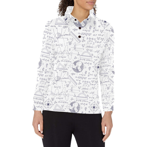 Math Pattern Print Design 03 Women's Long Sleeve Polo Shirt