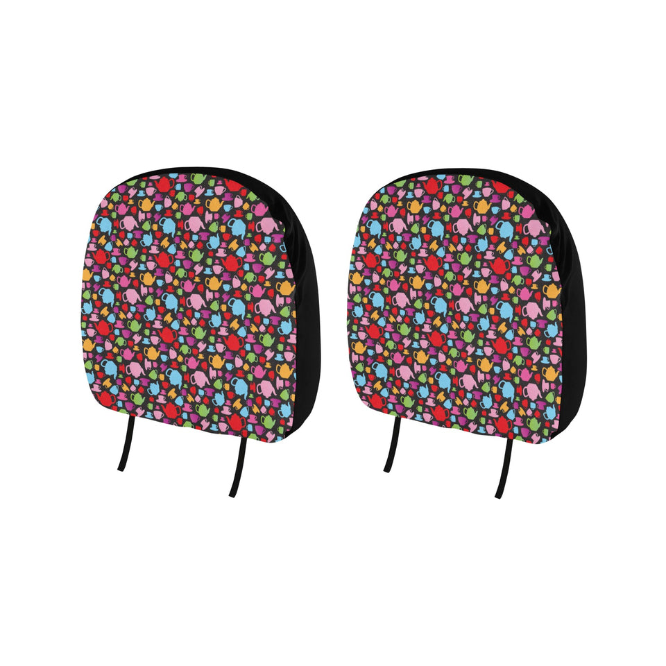 Tea pots Pattern Print Design 01 Car Headrest Cover