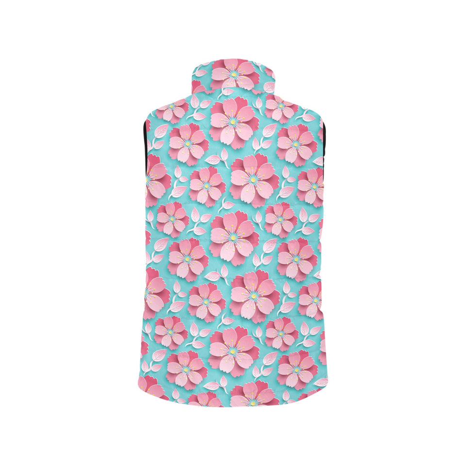3D sakura cherry blossom pattern Women's Padded Vest
