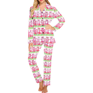 Teddy Bear Pattern Print Design 04 Women's Long Pajama Set
