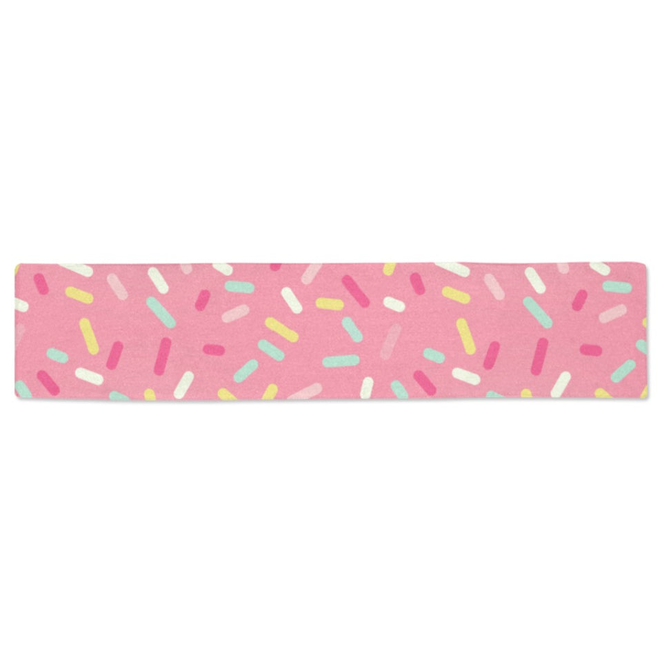 Pink donut glaze candy pattern Table Runner
