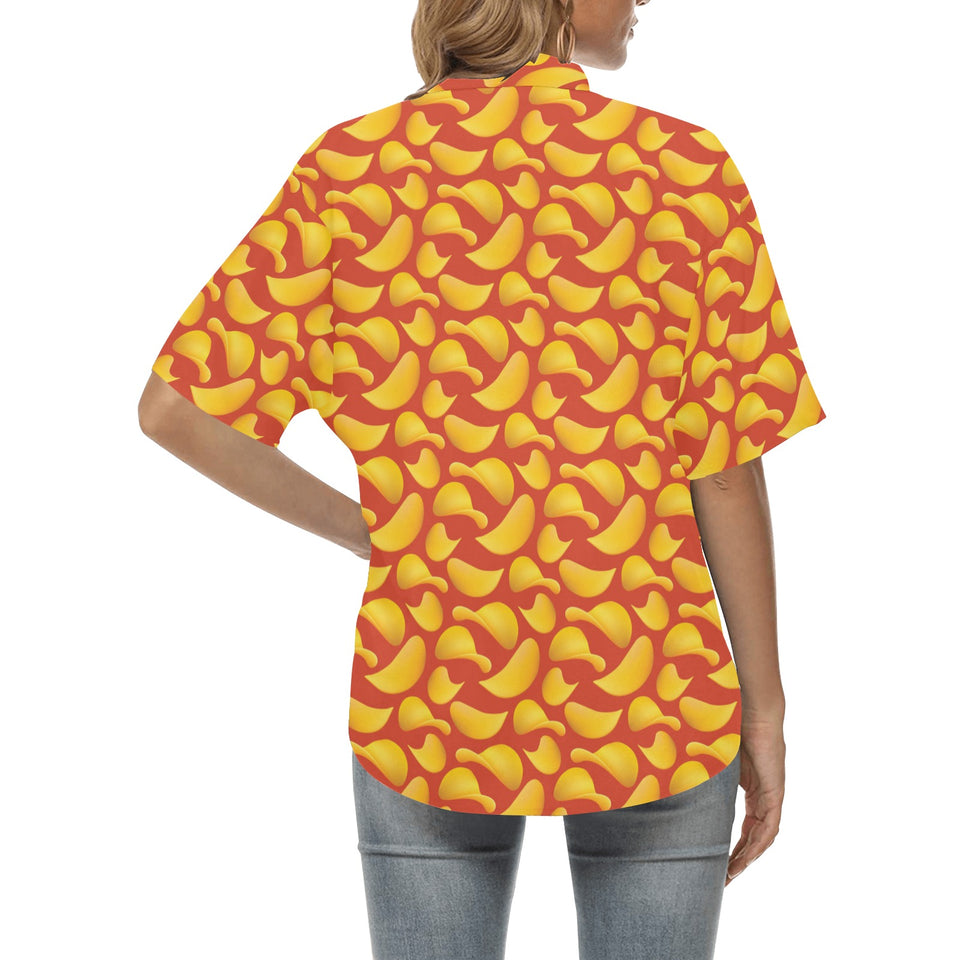 Potato Chips Pattern Print Design 05 Women's All Over Print Hawaiian Shirt