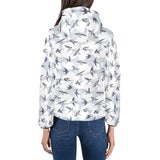 Swallow Pattern Print Design 05 Women's Padded Hooded Jacket