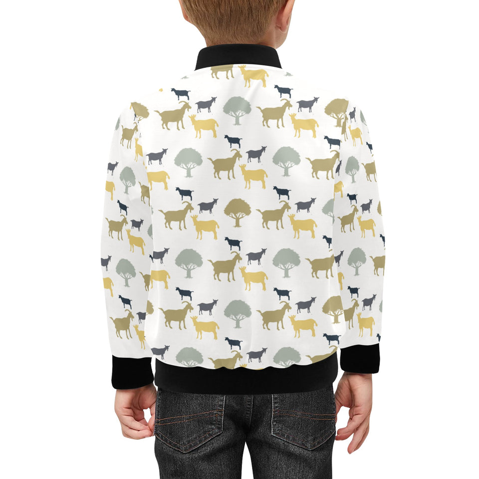 Silhouettes of goat and tree pattern Kids' Boys' Girls' Bomber Jacket