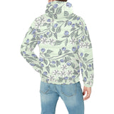 hand drawn blueberry pattern Men's Padded Hooded Jacket