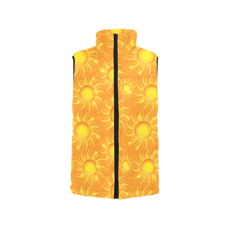Sun orange background Women's Padded Vest