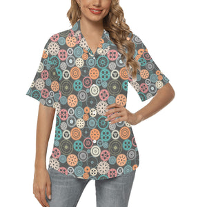 Gear Pattern Print Design 05 Women's All Over Print Hawaiian Shirt