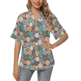 Gear Pattern Print Design 05 Women's All Over Print Hawaiian Shirt