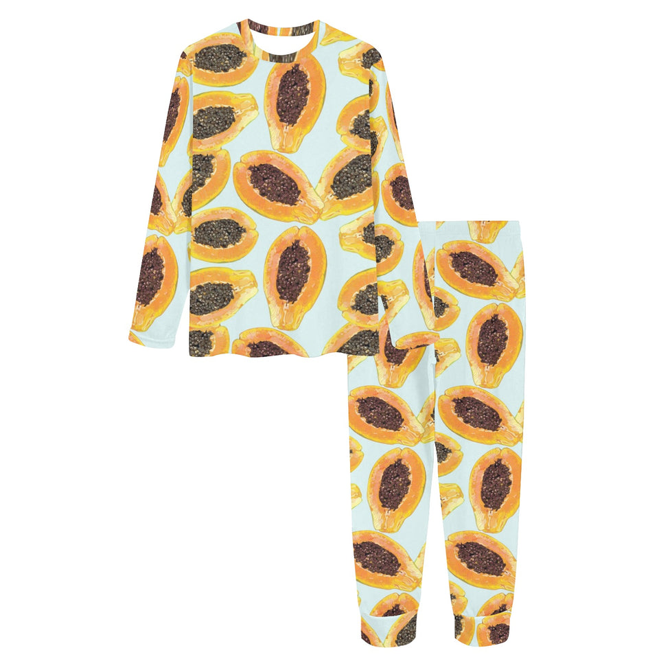 Watercolor papaya pattern Women's All Over Print Pajama Set