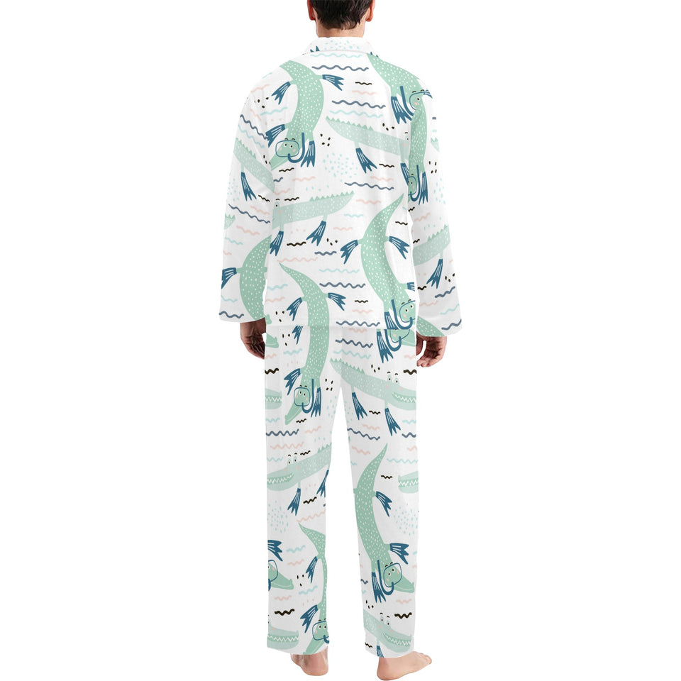 Crocodile diver pattern Men's Long Pajama Set
