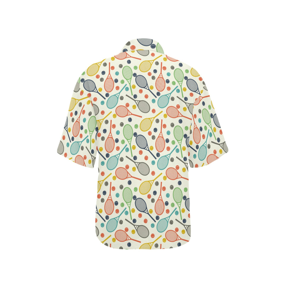 Tennis Pattern Print Design 03 Women's All Over Print Hawaiian Shirt