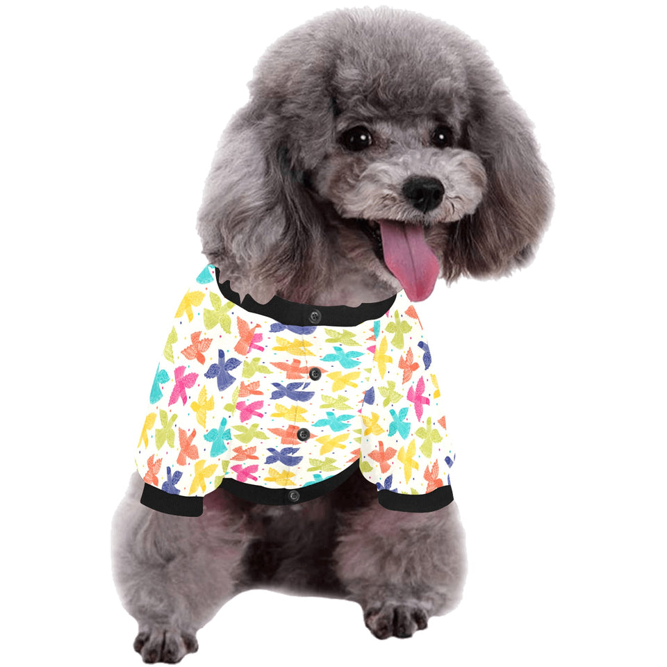 Pigeon Pattern Print Design 01 All Over Print Pet Dog Round Neck Fuzzy Shirt