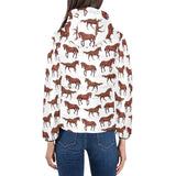 Horses running pattern background Women's Padded Hooded Jacket