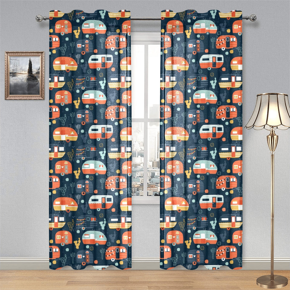 Camper Van Pattern Print Design 05 Gauze Curtain