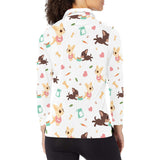 Cute Chihuahua puppie pattern Women's Long Sleeve Polo Shirt