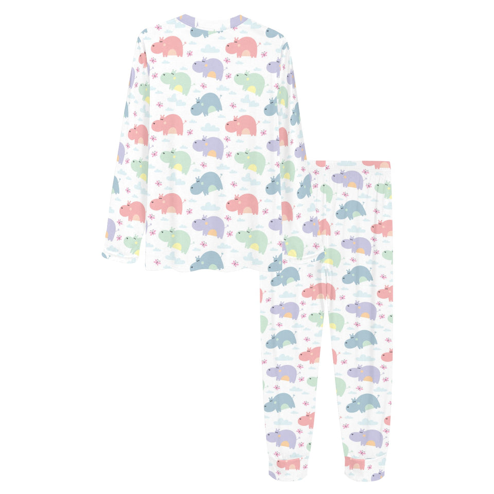 Hippopotamus Pattern Print Design 03 Women's All Over Print Pajama Set
