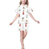 windmill design pattern Kids' Boys' Girls' V-Neck Short Pajama Set
