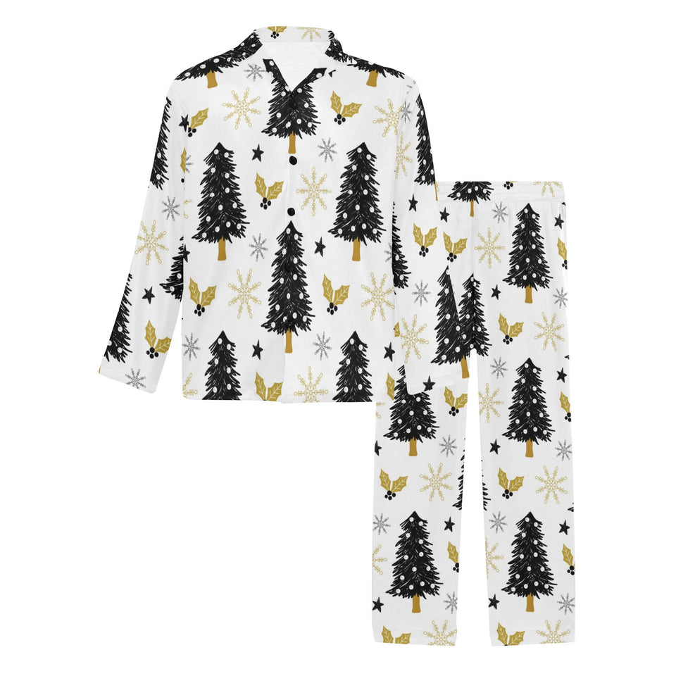 Christmas tree holly snow star pattern Men's Long Pajama Set