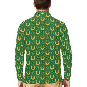 Horseshoes Pattern Print Design 05 Men's Long Sleeve Polo Shirt