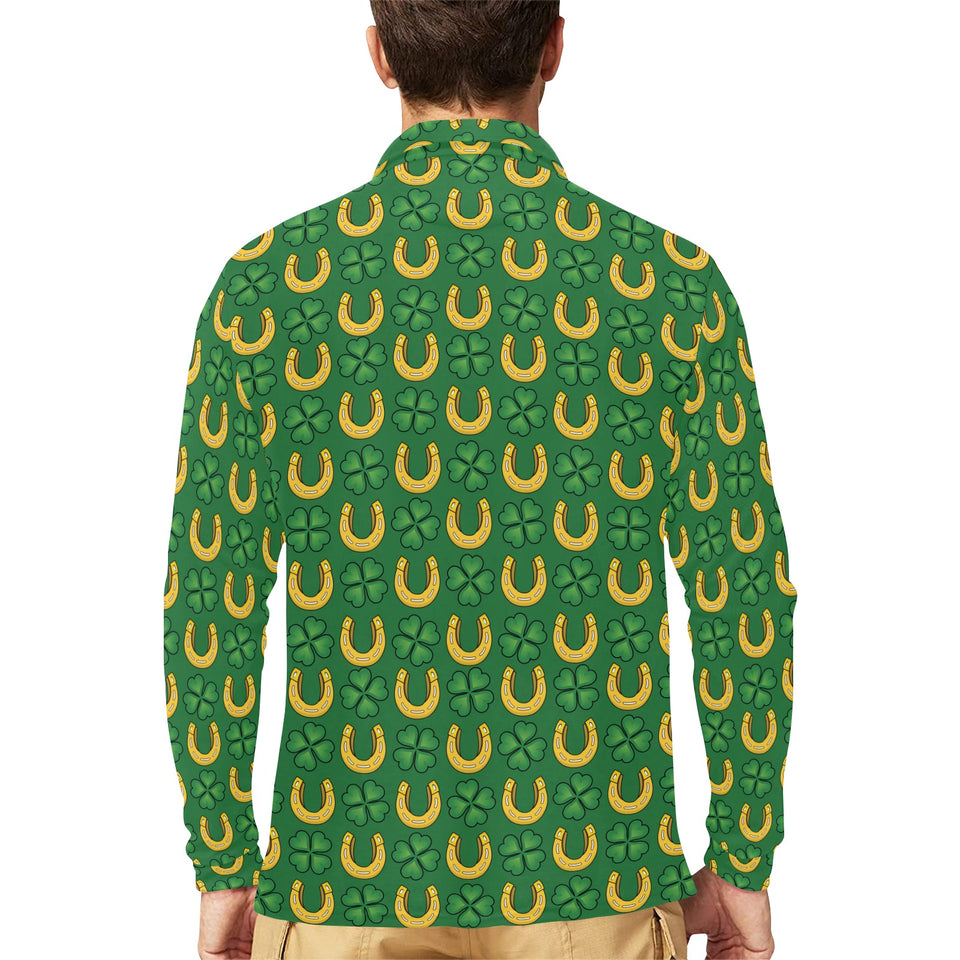 Horseshoes Pattern Print Design 05 Men's Long Sleeve Polo Shirt