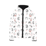 Hedgehog Pattern Print Design 02 Kids' Boys' Girls' Padded Hooded Jacket