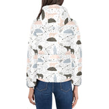 Polar bears star poka dot pattern Women's Padded Hooded Jacket