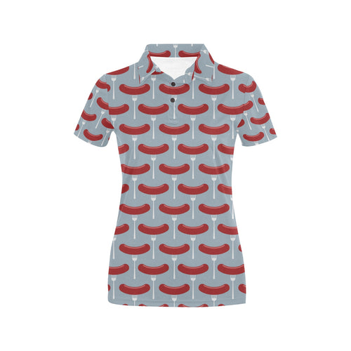 Sausage Pattern Print Design 02 Women's All Over Print Polo Shirt