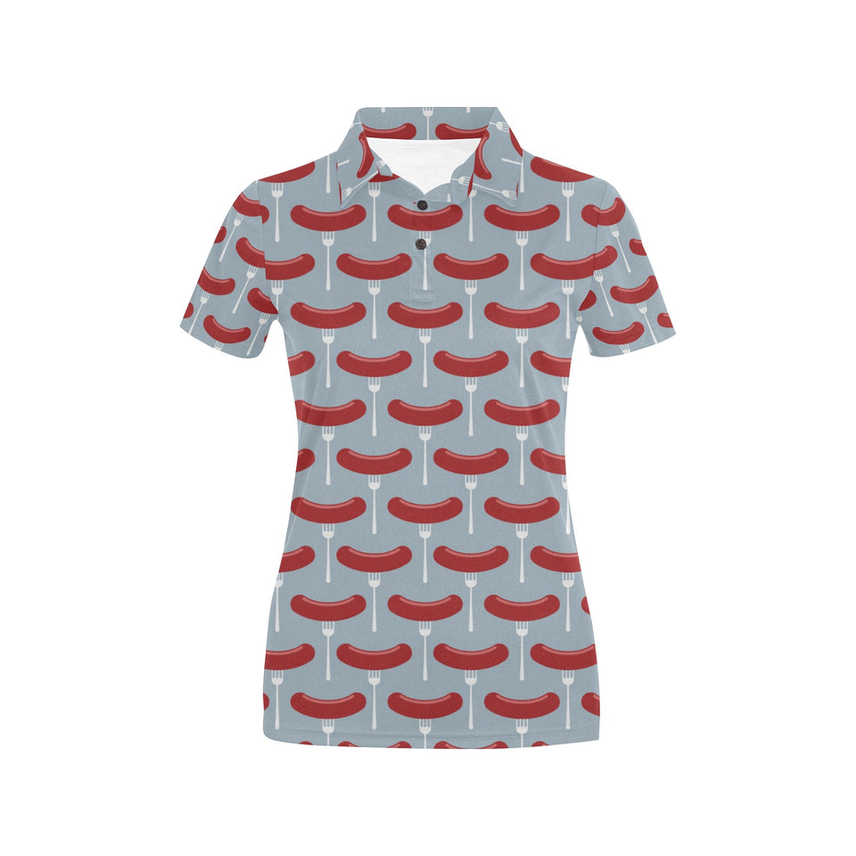 Sausage Pattern Print Design 02 Women's All Over Print Polo Shirt