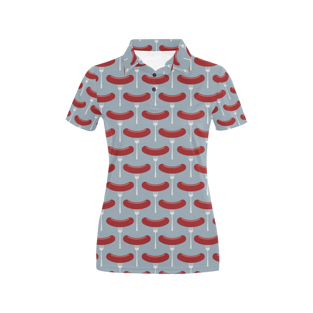 Sausage Pattern Print Design 02 Women's All Over Print Polo Shirt
